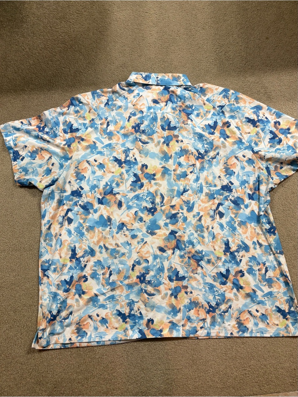 Callaway Men’s Blue & Peach Abstract Floral Opti-Dri Polo - Picture 4 of 6